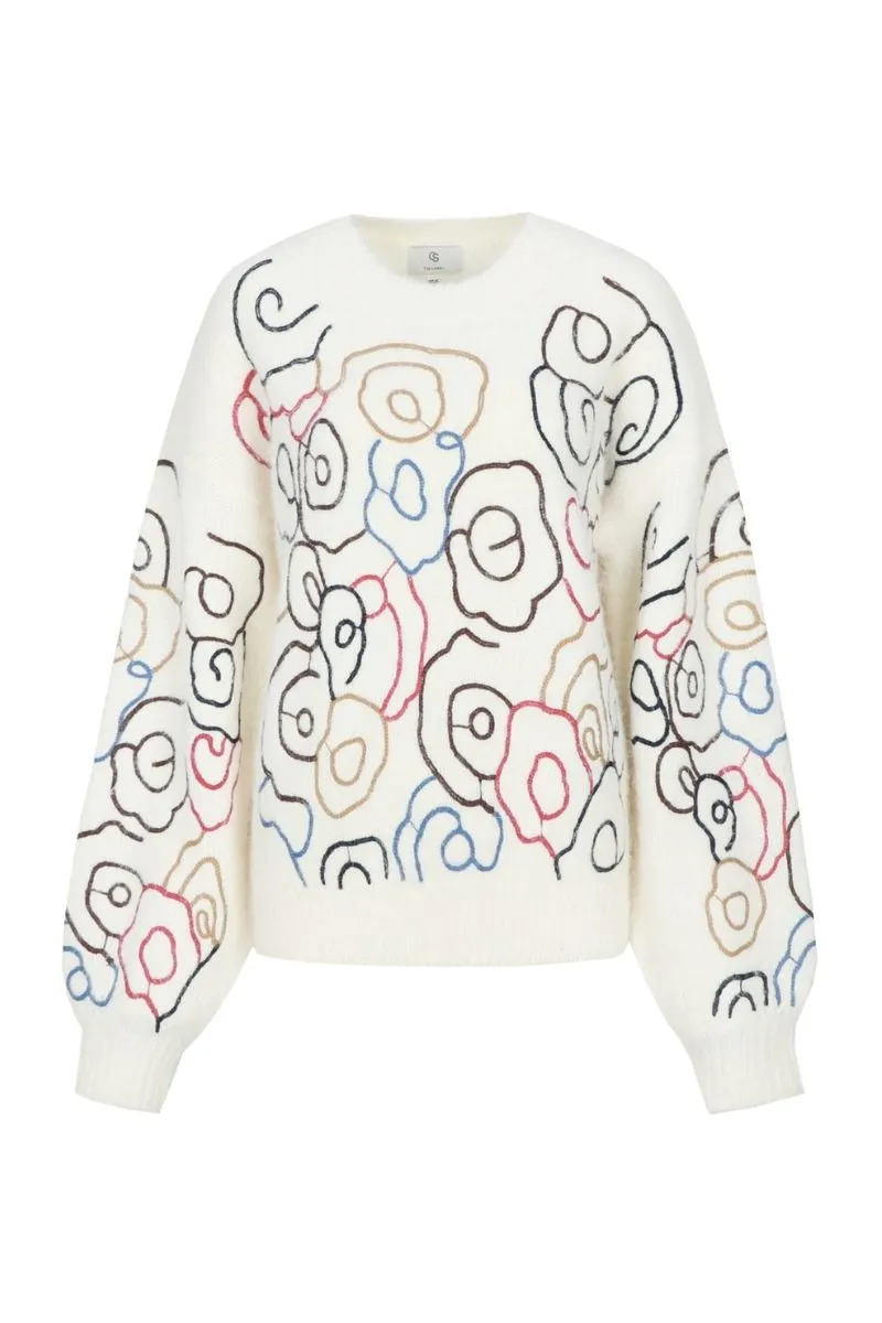 CS The Label Wings Knit Pullover, wollen trui in WhiteColor Mix
